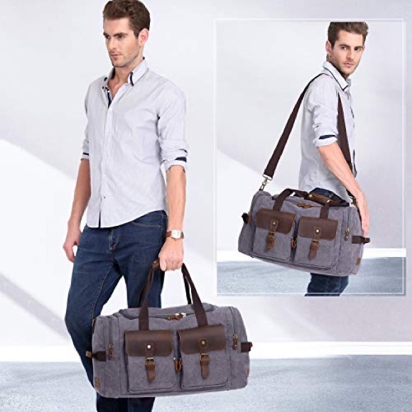 WOWBOX Duffle Bag Weekender Duffel Bag for Men and Women Genuine Leather - Picture 1 of 7